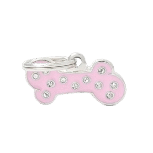 Placa Chic Hueso Pequeño Rosa con Brillantes