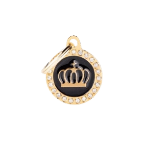 Placa Glam Gold Círculo Pequeño Negro Corona Glam