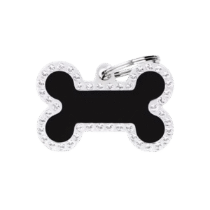 Placa Glam Hueso Negro Grande Plateado