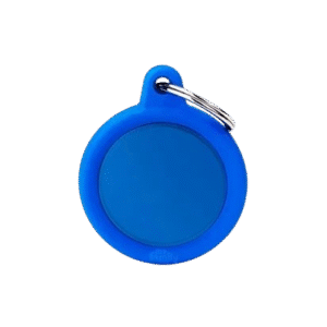 Placa Hushtag Aluminio Círculo Azul Goma Azul