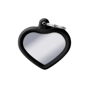 Placa Hushtag Aluminio Corazón Cromado Goma Negra