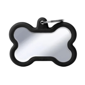 Placa Hushtag Aluminio Hueso Cromado Goma Negra