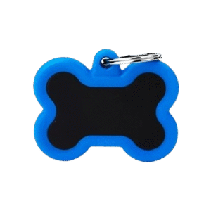 Placa Hushtag Aluminio Hueso Negro Goma Azul