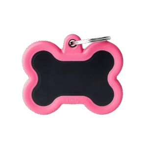 Placa Hushtag Aluminio Hueso Negro Goma Rosa