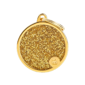 Placa Shine Círculo Grande Dorado con Purpurina