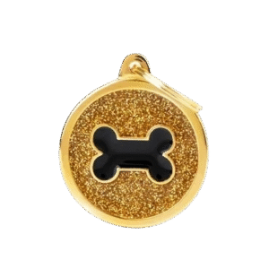 Placa Shine Círculo Grande Dorado con Purpurina Hueso