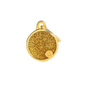 Placa Shine Círculo Pequeño Dorado con Purpurina